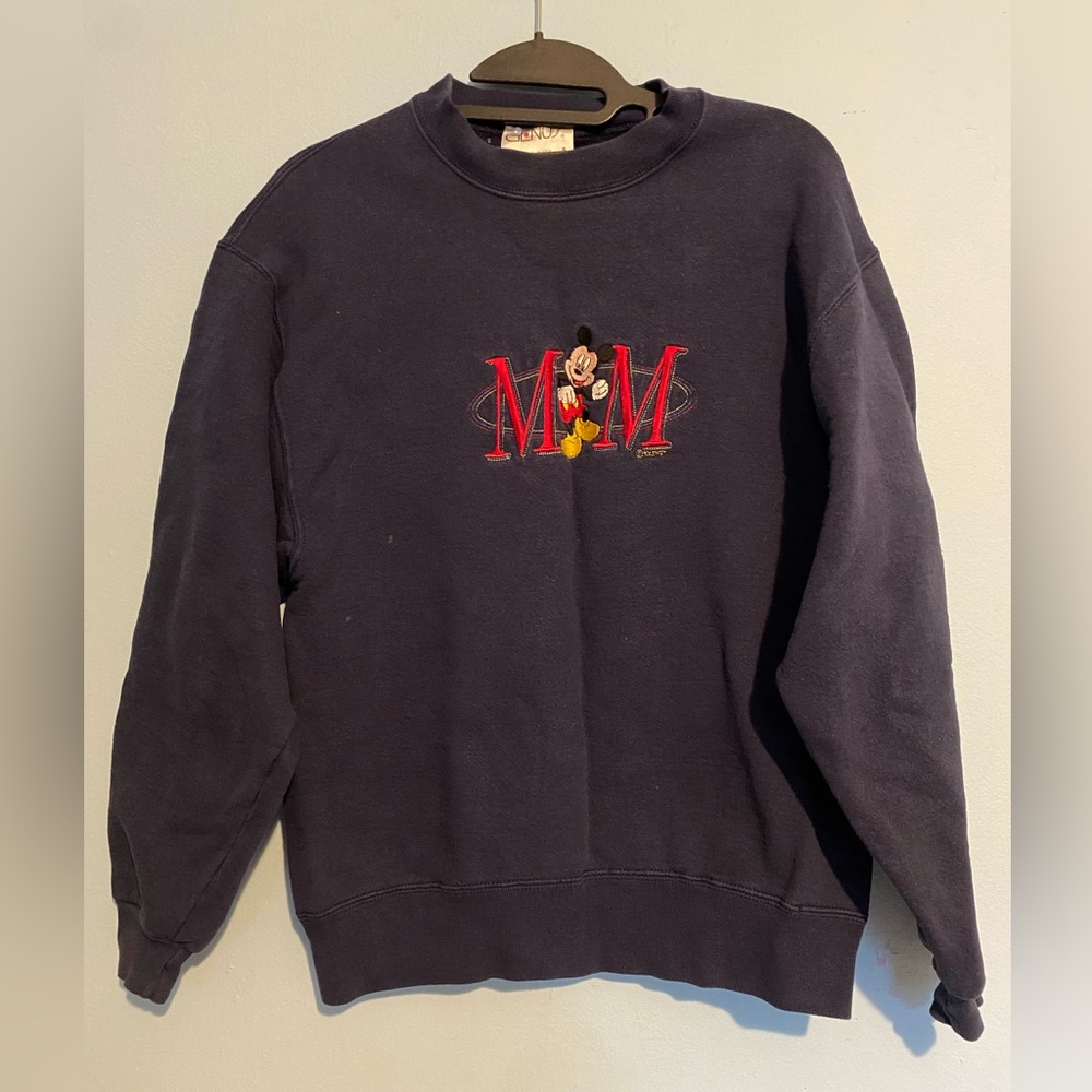 Disney vintage Men's Navy Sweater with Mickey Mouse Embroidery